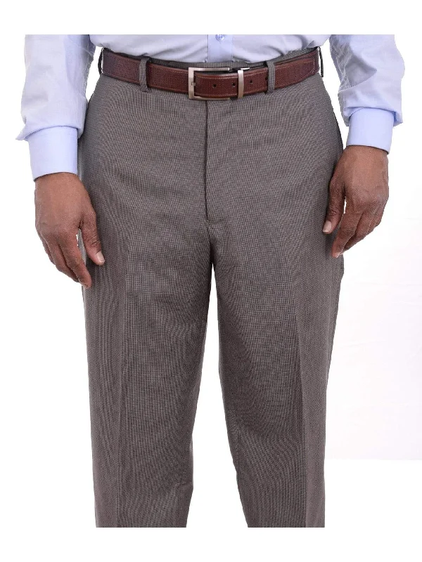 Flash Sale Calvin Klein Regular Fit Gray Mini Check Flat Front Wool Dress Pants