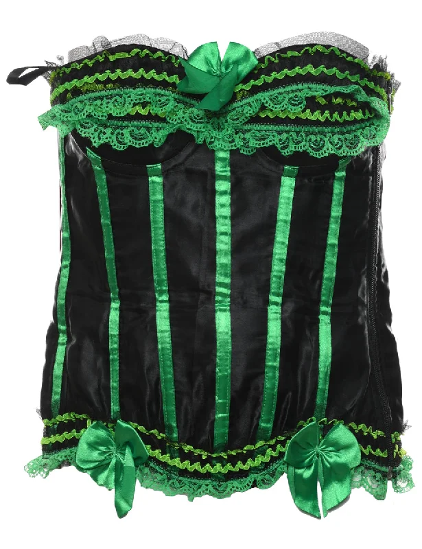 Savings Galore Black & Green Lace Corset - S