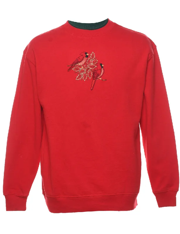 Extra Savings Bird Print Christmas Sweatshirt - M