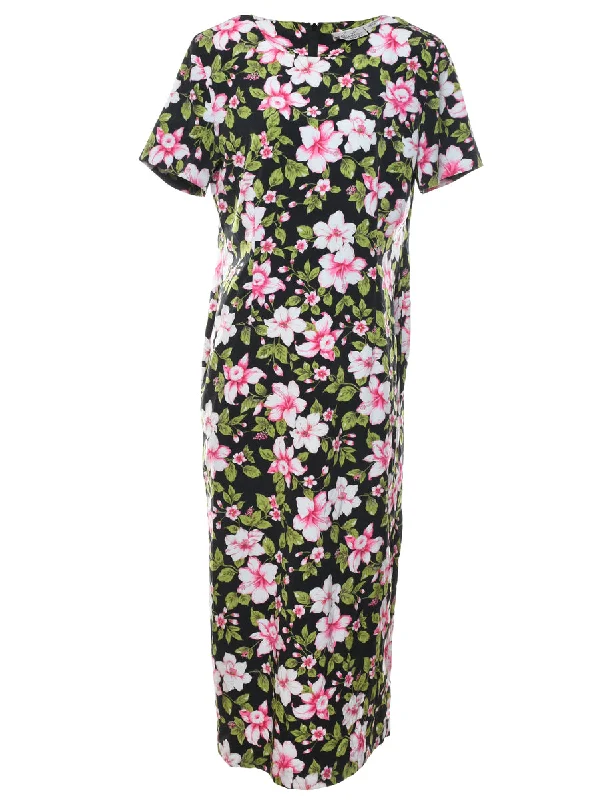 Limited Quantity Black Floral Print Maxi Dress - L