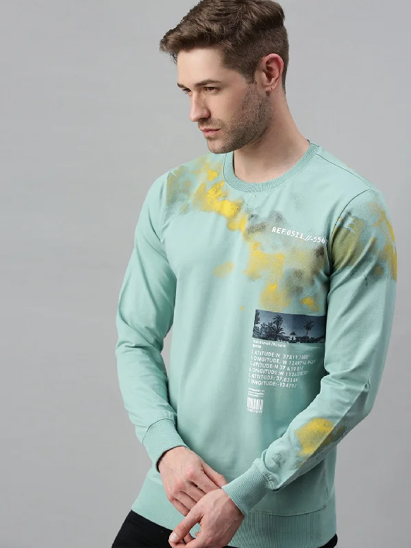 Men Printed Green Sweatshirt