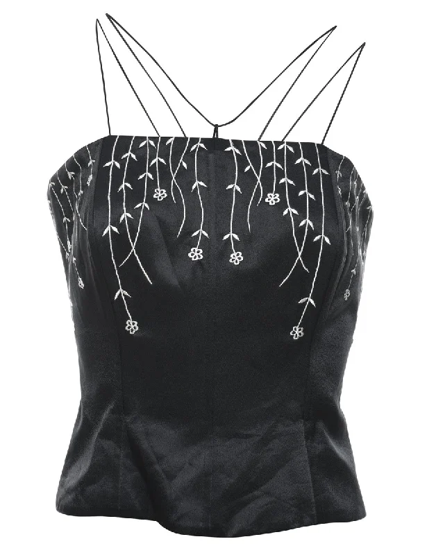Discount Deals Black Embroidered Corset - S