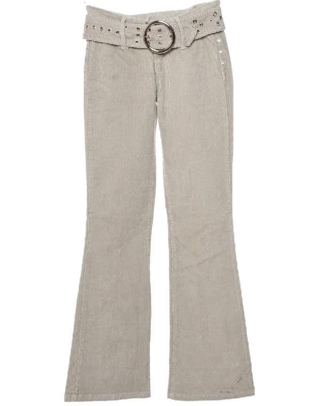 Price Drop Beige Corduroy Flared Y2K Trousers - W24 L31