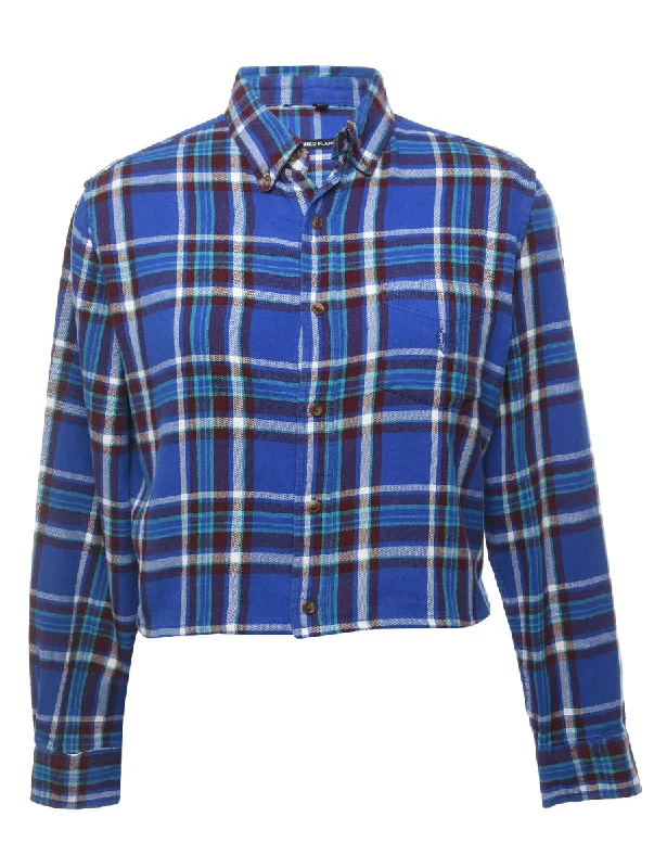 Exclusive Preview Beyond Retro Reworked Cropped Long Sleeve Flannel Shirt - XL