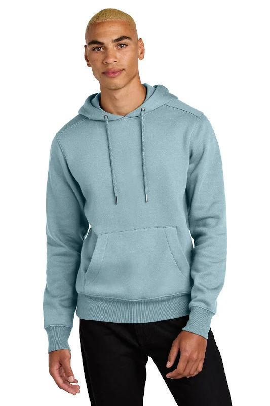 District Mens Perfect Weight Fleece Hooded Sweatshirt Hoodie w/ Pouch Pocket - Fog Blue