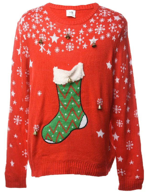 Take Advantage Beyond Retro Reworked Christmas Jumper With Bells - L
