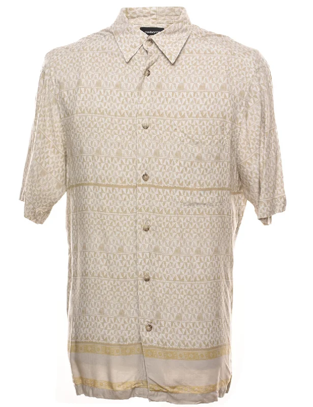 Year-End Sale Beige Patterned 1990s Shirt - L