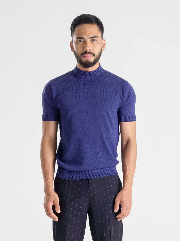 Weekend Deals to Brighten Your Day Knit Tee Ribbed Collar - Violet
