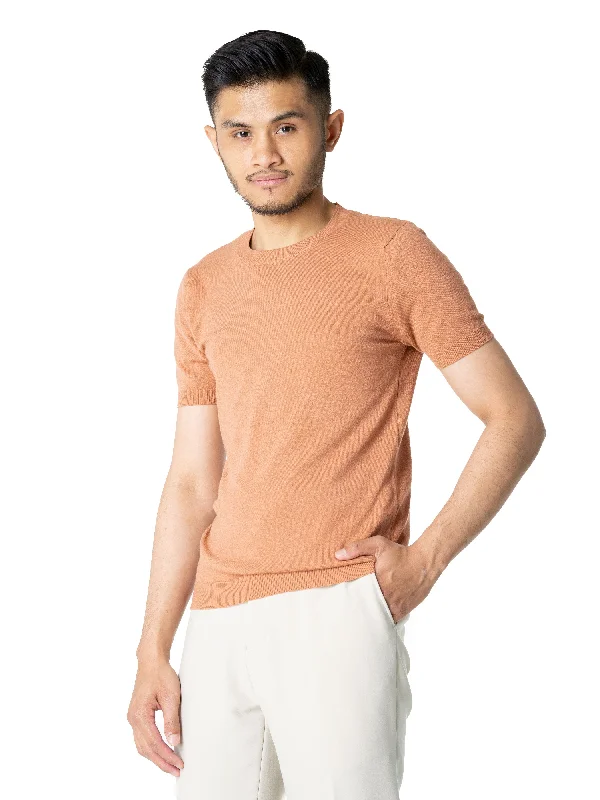 Weekend Specials to Enjoy Basic Crew Neck Tee - Cinnamon