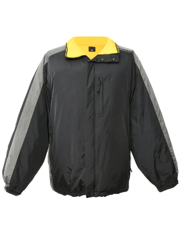 While Supplies Last Black & Yellow Puffer Jacket - L