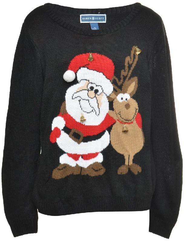 Price Break Beyond Retro Reworked Christmas Jumper With Bells - XL
