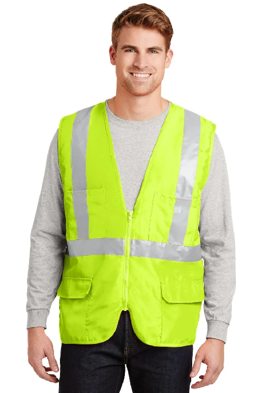Final Offer CornerStone Mens ANSI 107 Class 2 Safety Full Zip Vest - Safety Yellow
