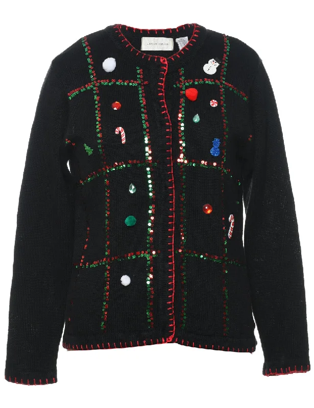 Weekend Discounts Worth Grabbing Black Christmas Cardigan - M