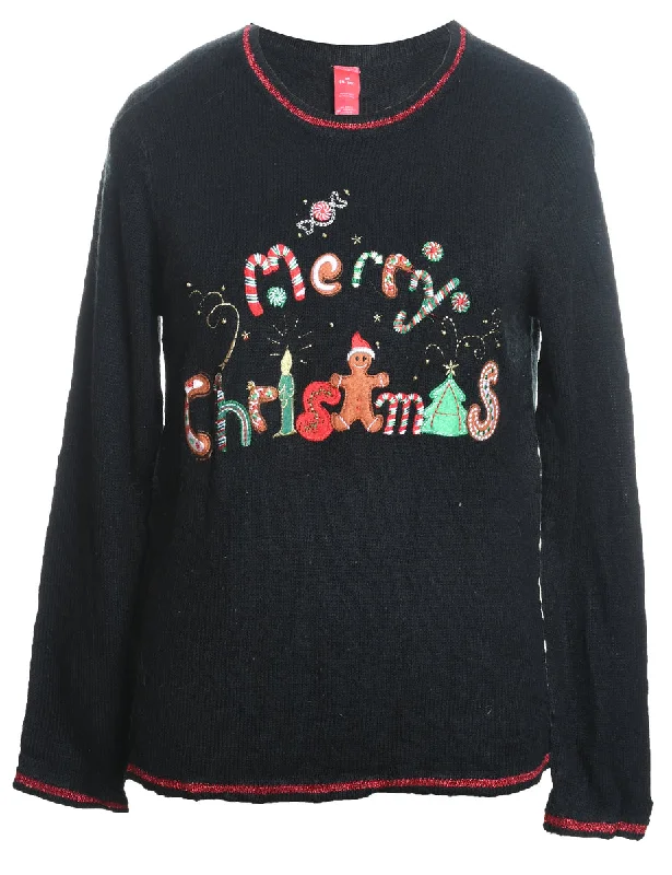 Weekend Savings Bonanza Black Christmas Jumper - M