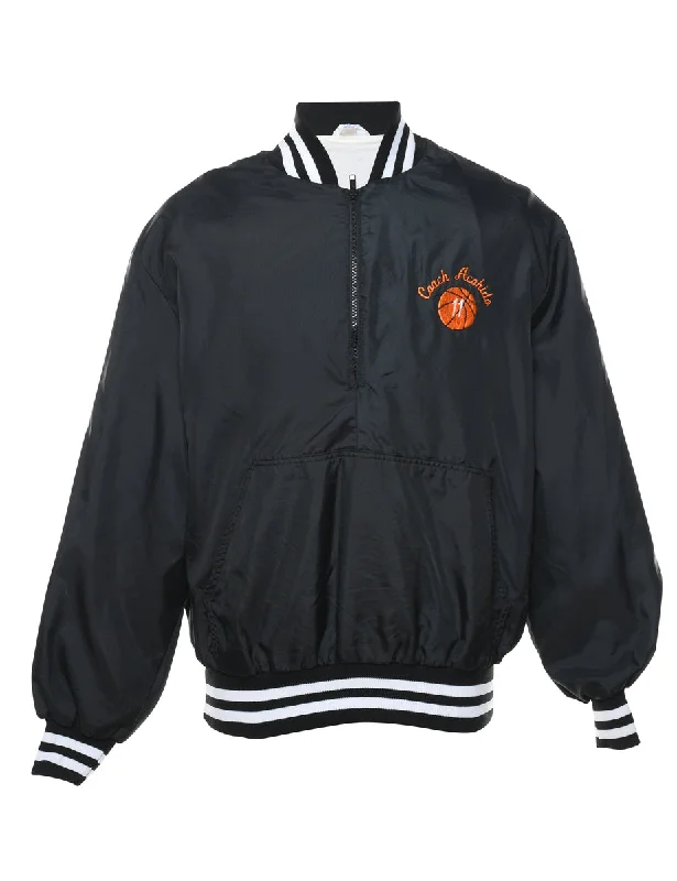 Big Savings Black & Orange Campbell Design Basketball Bomber Jacket - XL
