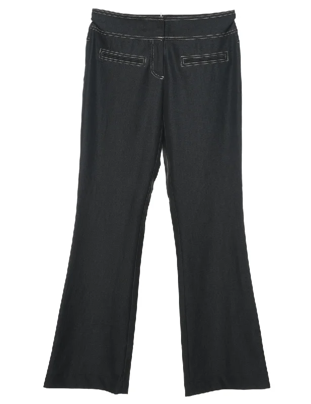 Price Cut Black Contrast Stitch Flared Trousers - W31 L32