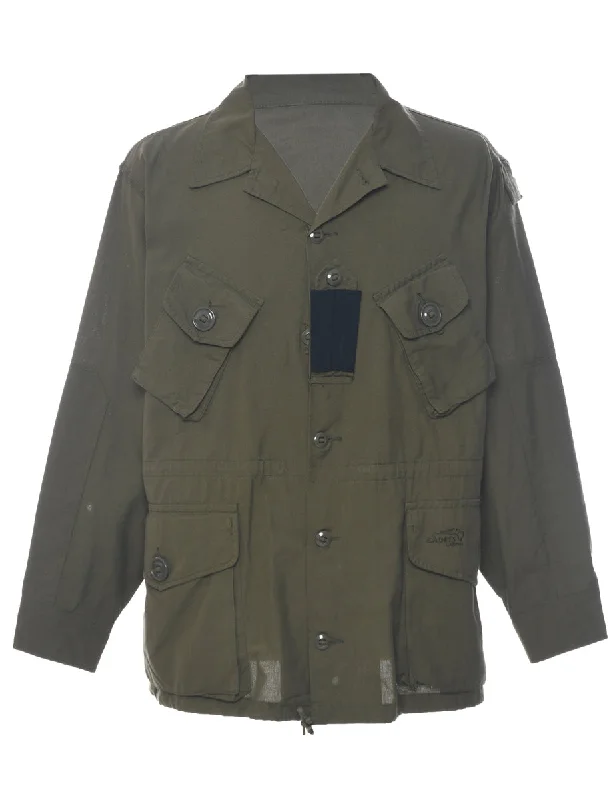 Shop and Save Black & Green Military Style Shirt - L