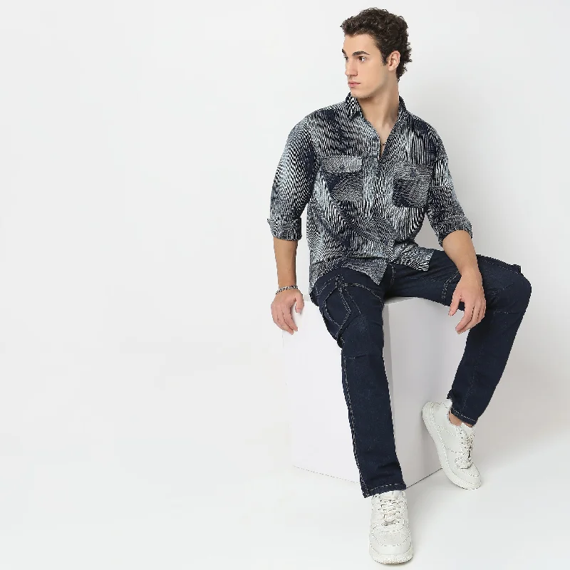 Early Access Cruiser™ Authentic Indigo 3 Dimensional Pattern Regular Fit Shirt 2 Pocket Original Style