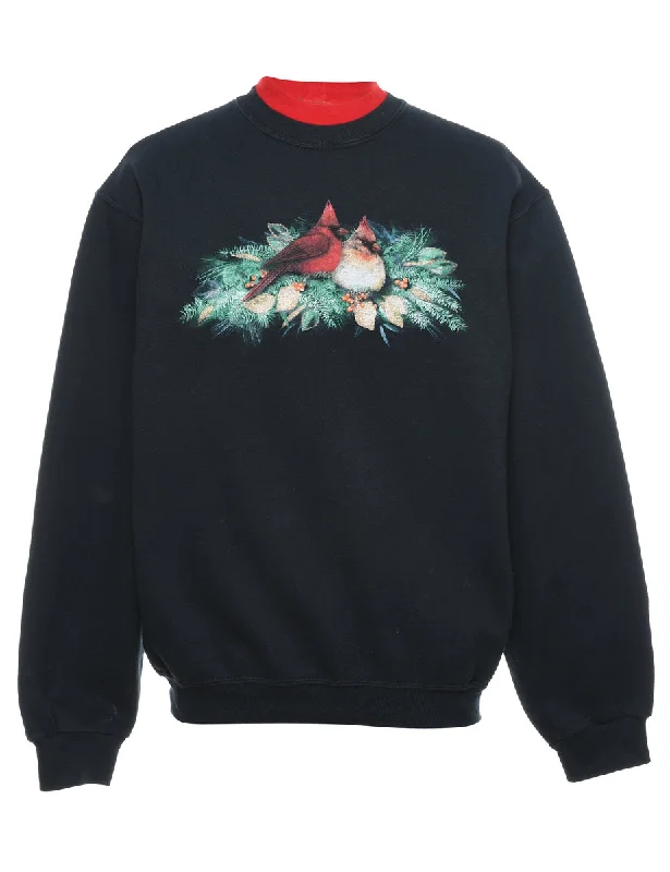 Black, Red & Green Christmas Design Sweatshirt - M