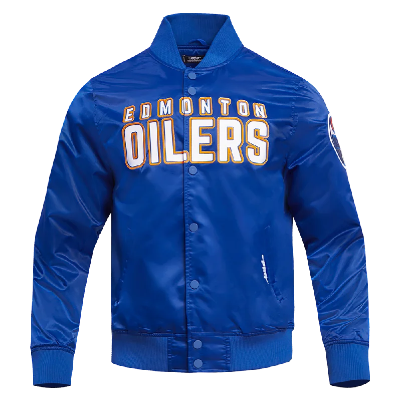 NHL EDMONTON OILERS CLASSIC MEN'S SATIN JACKET (DODGER BLUE)