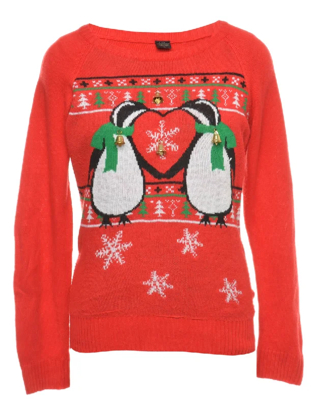 Special Buy Beyond Retro Reworked Christmas Jumper With Bells - L