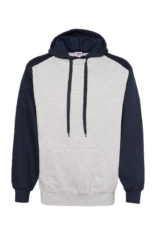 Unbeatable Deal Badger Mens Athletic Fleece Hooded Sweatshirt Hoodie w/ Pouch Pocket - Oxford Grey/Navy Blue - Closeout