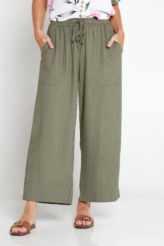 Online Specials Aiko Linen Pants - Khaki