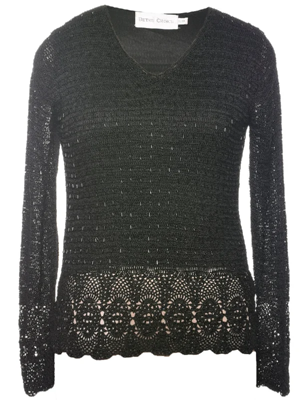 Weekend Deals That Impress Beaded Black Jumper - S