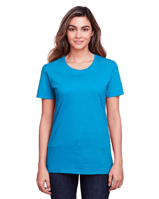 Deep Discounts Fruit of the Loom Ladies ICONIC T-Shirt | Pacific Blue