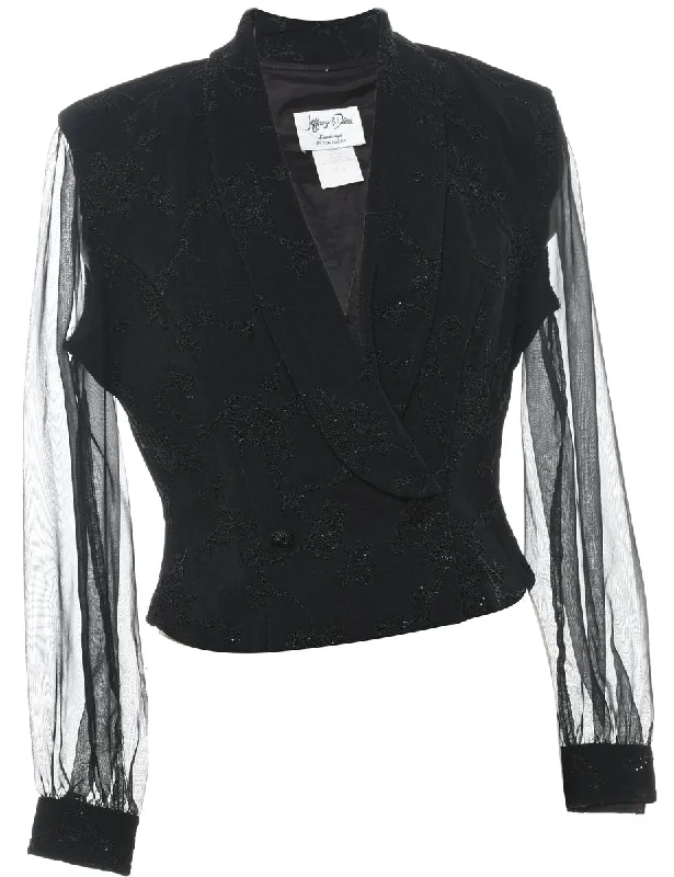 Weekend Discounts to Celebrate Beaded Black Sparkly Evening Jacket - L