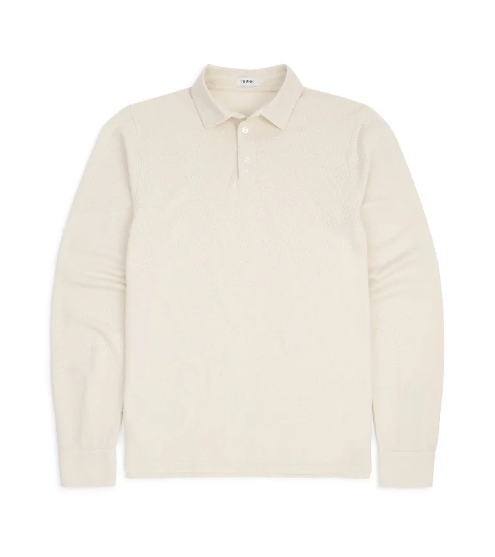 Daily Specials Trunk Moxon Long Sleeve Polo Shirt: Cream