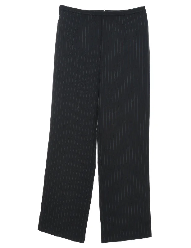 Black Pinstriped Trousers - W28 L31