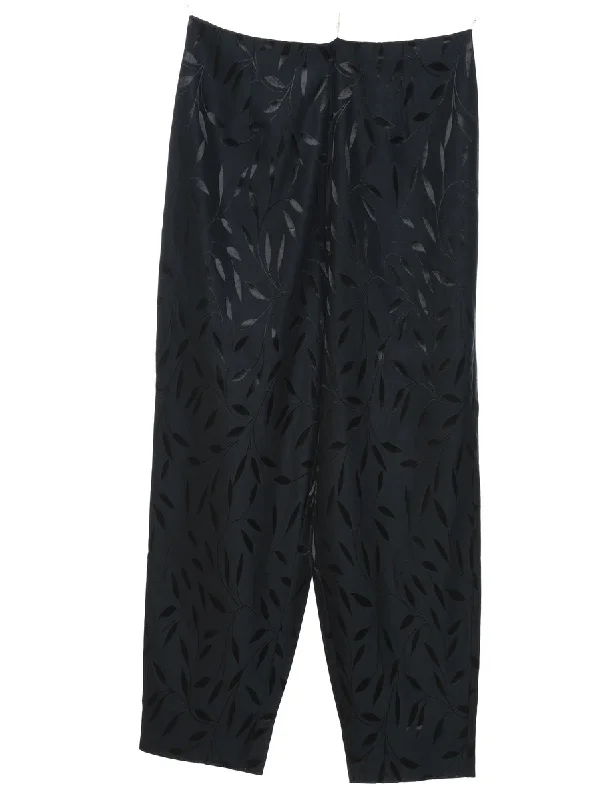 Limited Time Discount Black High Waist Leafy Print Trousers - W29 L28