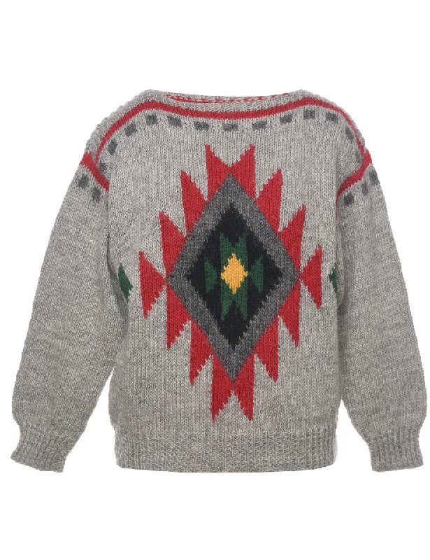 Super Bargain Aztec Print Jumper - L