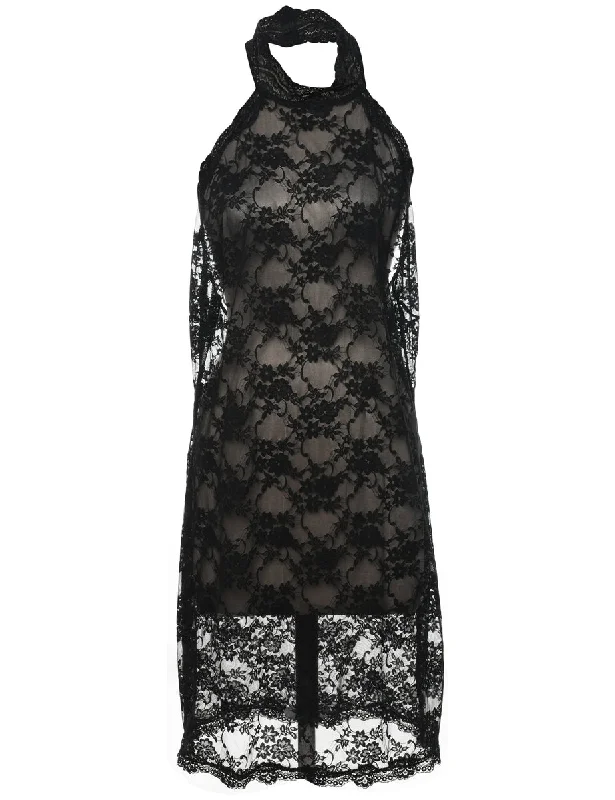 Celebrate the Weekend with Discounts Backless Lace Babydoll - M