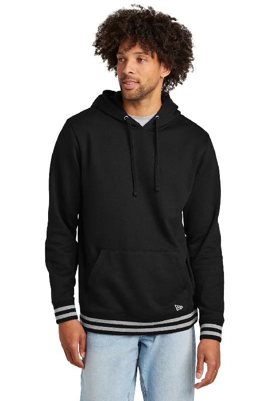 Weekend Deals That Sparkle New Era Mens Comeback Fleece Hooded Sweatshirt Hoodie w/ Pouch Pocket - Black/Heather Grey