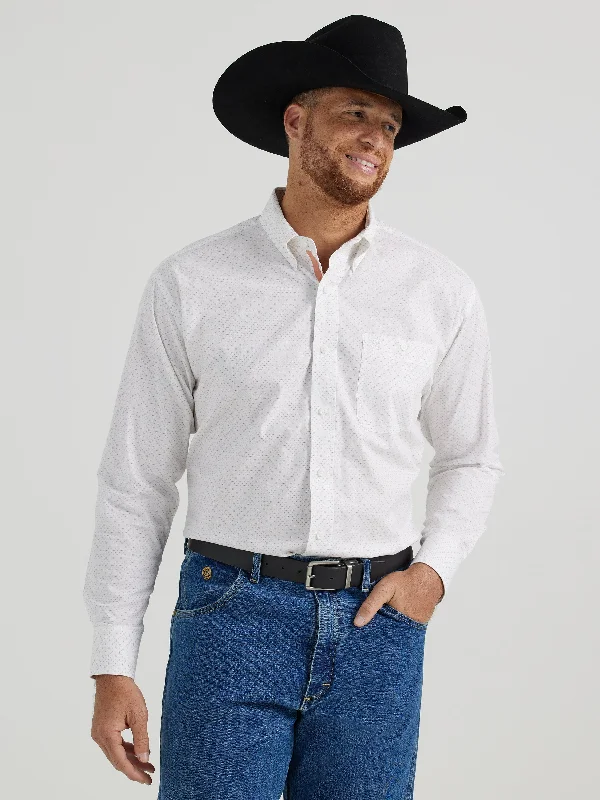 Deal Dash WRANGLER GEORGE STRAIT WHITE TAN X LONG SLEEVE SHIRT
