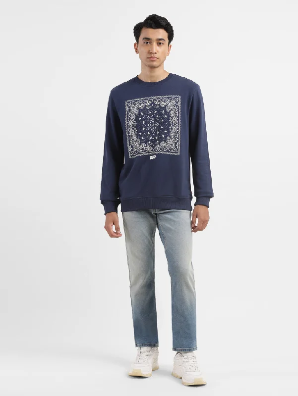 Half Price Men's Solid Navy Crew Neck Sweatshirt