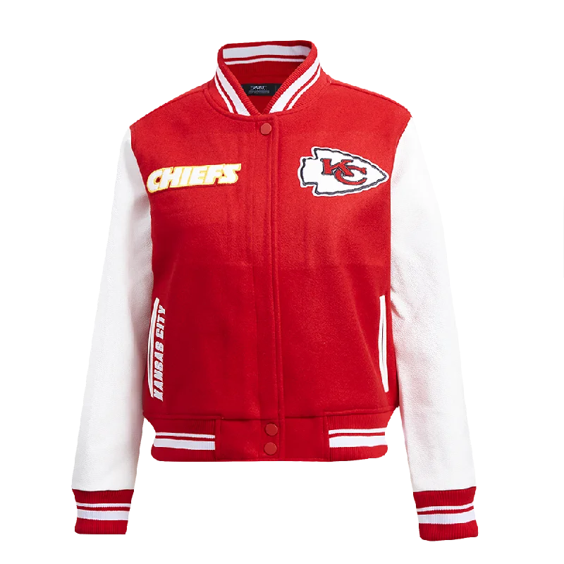 Lowest Price NFL KANSAS CITY CHIEFS RETRO CLASSIC WOMEN'S RIB WOOL VARSITY JACKET (RED/WHITE)