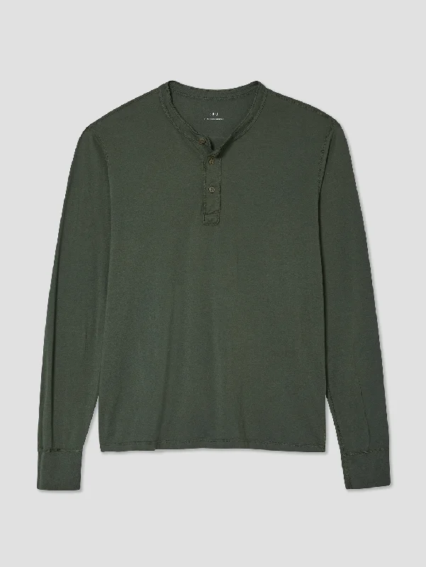 Weekend Deal Long Sleeve Jersey Henley -  Basil