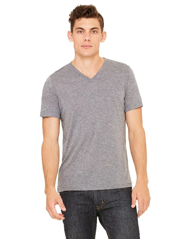 Bella+Canvas Unisex Triblend Short Sleeve V-Neck T-Shirt | Grey Triblend