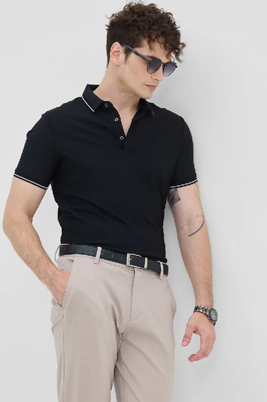 Weekend Discounts to Snag Black Technical Stitchless Polo T-Shirt