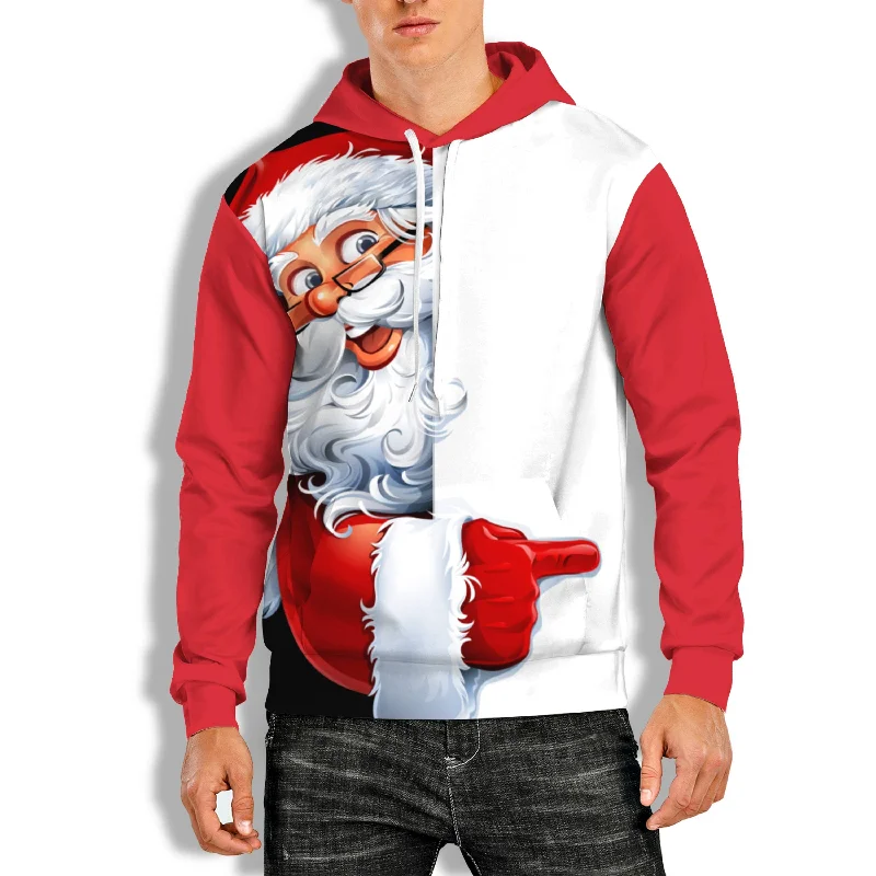 3D PRINT OVERHEAD HOODIE WITH CHRISTMAS SNOWMAN