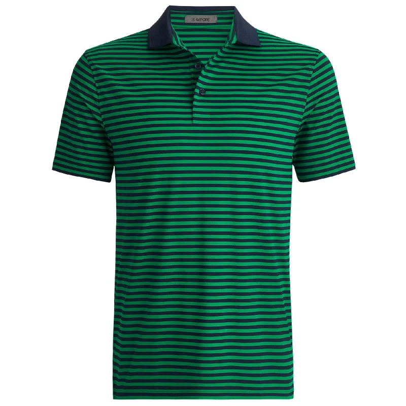 Take Advantage Perforated Stripe Tech Jersey Polo Clover - AW24