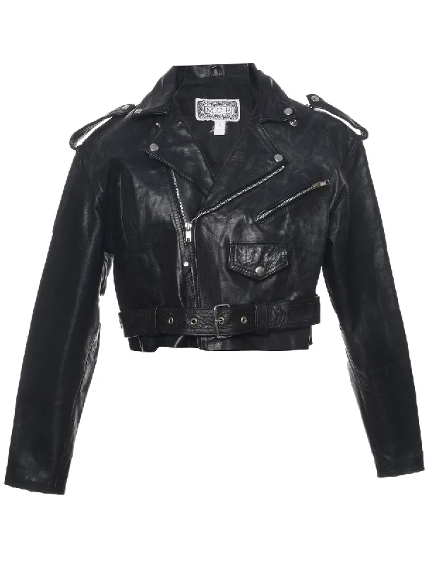 Savings Spectacular Biker Style Leather Jacket - L