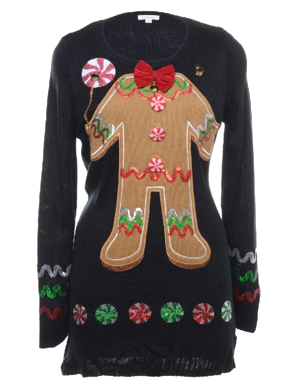 Markdown Madness Beyond Retro Reworked Christmas Jumper With Bells - M