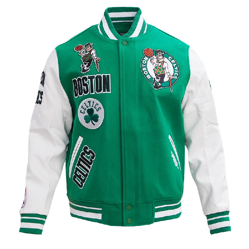 NBA BOSTON CELTICS RETRO CLASSIC MEN'S RIB WOOL VARSITY JACKET (KELLYGREEN/WHITE)