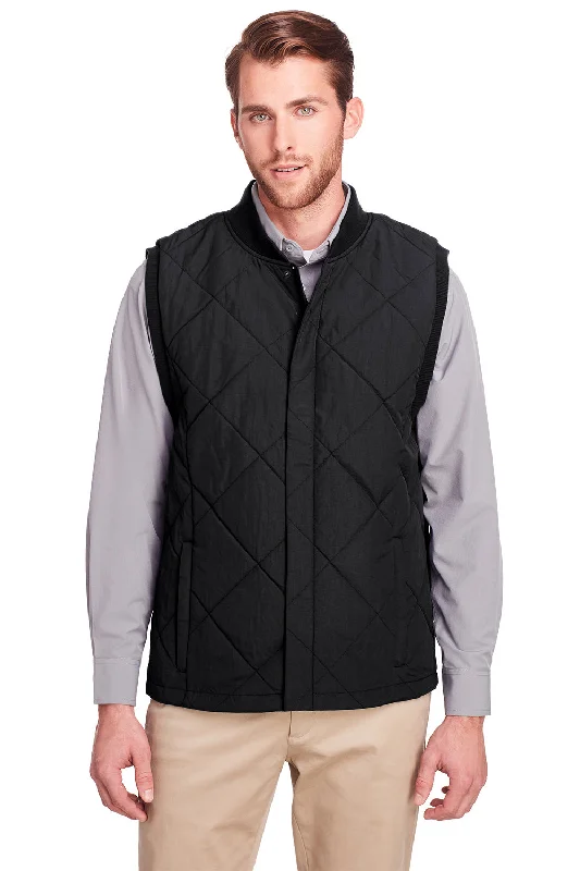 Time-Limited Offer UltraClub Mens Dawson Water Resistant Quilted Full Zip Vest - Black - Closeout