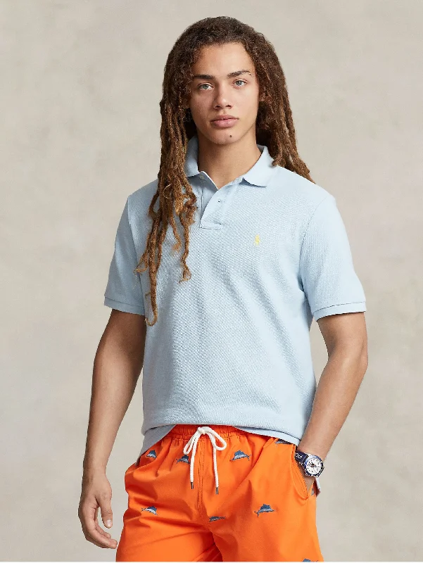 Polo in Mesh Slim Fit Blu Cielo