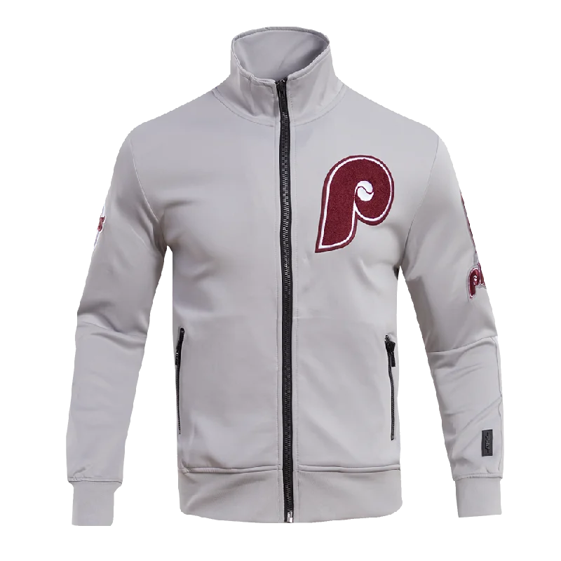 Price Meltdown MLB PHILADELPHIA PHILLIES CLASSIC MEN'S TRACK JACKET (GRAY)